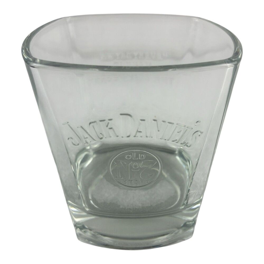 JACK DANIELS Tennessee Whiskey Etched 8oz Rocks Square Glass Barware Old No.7